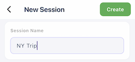 Creating a new trip session in Opeego