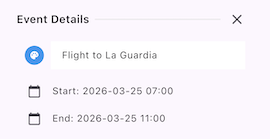 Adding itinerary events to the trip calendar